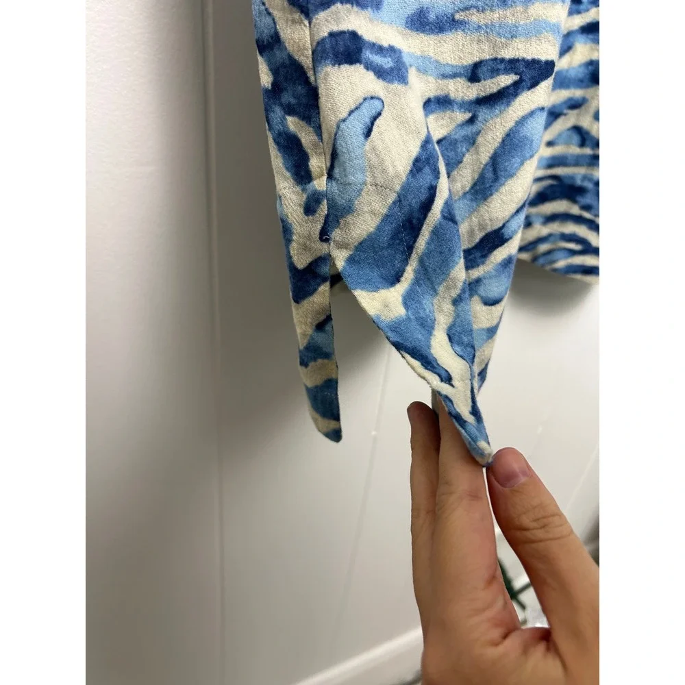 Soft Surroundings Mercado Gauze A-line dress Women's S Blue White Zebra Cotton - Picture 9 of 10